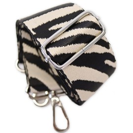 Grande Grace Shoulder Strap, Single Item, Width 2.0 inches (5 cm), Bag Strap, Zebra / Silver Hardware