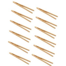 Bepisof 12 pieces Versatile Bamboo Kitchen Tongs - For Toast Bread Pickles Fruits Tea & More