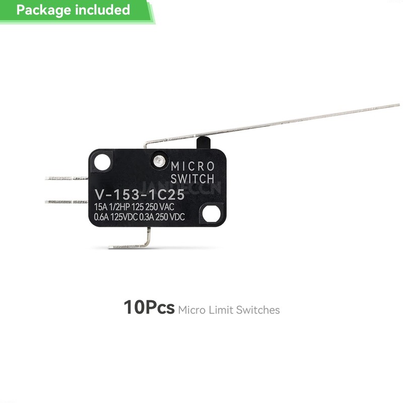 JANDECCN 10Pcs Lead Limit Switch Long Straight Hinge Lever, SPDT