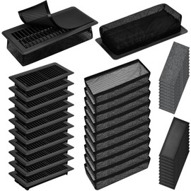 Zonon 40 Pcs 4" x 10" Floor Register Set Include Metal Vent Covers for Home Air Registers Metal Magnetic Floor Vent Covers Register Cover Traps Vent Screen Mesh Filters for Wall Ceiling Floor(Black)