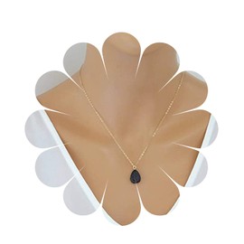 Alleryae Vintage Teardrop Volcanic Necklace Lava Stone Necklace Black Lava Stone Pendant Necklace Natural Volcanic Rock Choker Necklace Jewelry for Women and Girls