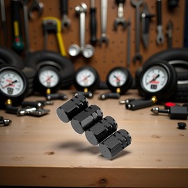 New Car Tire Valve Stem Caps 4Pcs Black Bolt-in Aluminum Theftproof Valve Caps Car Wheel Tires Stem Quality Tyre Air High Valves Caps Tire Valve Stem Caps, Valve Stems and Caps