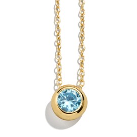 BaubleBar 18K Gold-Plated Sterling Silver Birthstone Pendant Necklace - Aquamarine-Colored