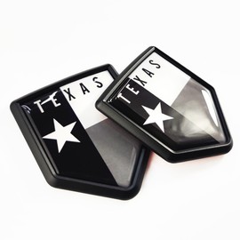 Newperlite Black Texas Flag Decal Sticker Car Emblem Texas Flag Car Decoration Accessories Shield for Truck Vehicles Cars, 2 Pack