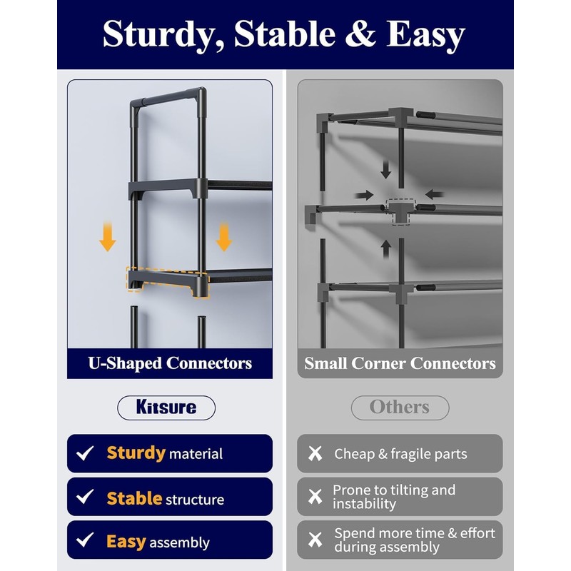 Kitsure Shoe Rack for Closet - 10-Tier Shoe Organizer with