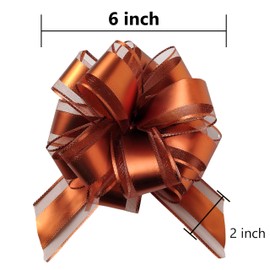sxvblly 6 PCS Large Pull Bows 6 Inch Coffee Color Bows for Gift Wrapping Wedding Basket Birthday Party Gift Boxes and Flower Decorations