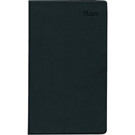 Zettler - Pocket Planner 2025 Black, 9.5 x 16 cm, Pocket Calendar with 32 Pages and Index Cut, 1 Month on 2 Pages, Separate Address Book, Week Counting, Moon Phases and German Calendar