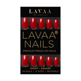 SPICY RED Press-On Nails by Lavaa Beauty | Glossy Red Short Square Nails