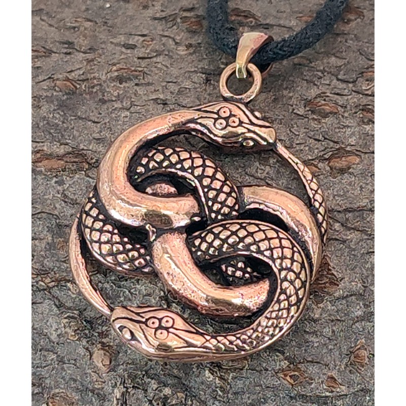 Kiss of Leather Snake Pendant Bronze No.135, Bronze, No Gemstone