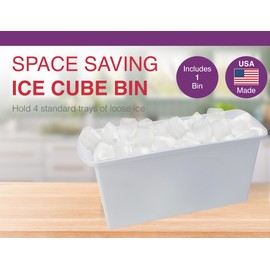 Arrow Home Products Plastic Ice Cube Bin, 3 Pack - Made in the USA, BPA Free Ice Cube Holder - Store & Organize Items in Freezer or Refrigerator - Stackable, Dishwasher Safe & Space Saving - White