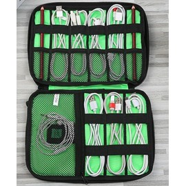 Electronics Organizer,Travel Cord Organizer Pouch, Portable Cable Organizer Bags,Travel Electronic Accessories Storage Case for Cables, Cords, Charge (Black, One Size)