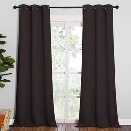 NICETOWN NICETOWN Blackout Thick Window Curtains - Thermal Insulated Grommet Drape Panels for Bedroom and Living Room (Brown, Set of 2, W42 x L90 per Panel)