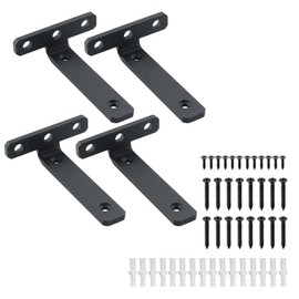 Mooche 4Pcs Black Shelf Brackets, Wall Floating Shelf Brackets, Heavy-Duty Metal L-Shaped Shelf Bracket, 120MM*75MM for Shelves Support Wall Hanging Supporting Suspended Items