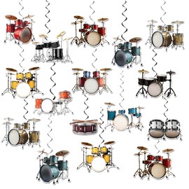 24 PCS Drum Hanging Swirl Decorations Drum Ceiling Streamers Hanging Decorations Drum Party Decorations for Drum Birthday Party Supplies Drummers Birthday Party