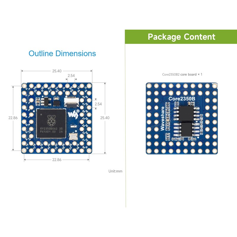Core2350B Core Board Based on Raspberry Pi RP2350B Microcontroller, Dual-core
