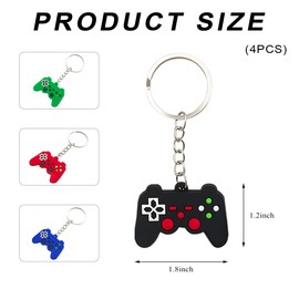 SHMZK 4PCS Video Game Controller Keychains, Mini Games Handle Keychain Pendant Party Favors, Games Controller Handle Key Ring Gift Charm for Birthday Vedio Themed Party