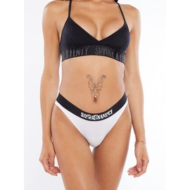 Savage X Fenty, Women's, Showgirl High-Leg Bikini, Angel White, X-Large