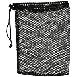 Durable Nylon Mesh Drawstring Bag - Equipment Storage Ditty With Cord Lock Closure for Toys, Balls, Laundry (Black)