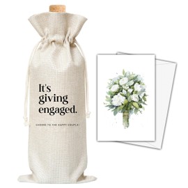Engagement Gifts Wine Bag & Card, Mr and Mrs Wedding Wine Bag, Gifts For Bride Groom Newlywed Couples, Newly Wed Gifts, It's Giving Engaged Wine Bag For Wedding Bridal Shower Engagement Party -39