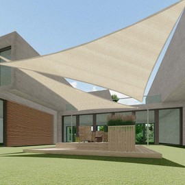 ECOOPTS 12'x12'x12' HDPE Sun Shade Sail Triangle Canopy Shades for Outdoor Patio Pergola Cover Fabric Blockage 95% UV Resistant(Beige)