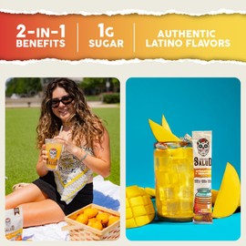 Salud 2-in-1 Hydration Packets + Immunity Electrolytes Powder, Mango - Agua Fresca Drink Mix, Elderberry, Dairy & Soy Free, Non-GMO, Gluten Free, Vegan, Low Calorie, 1g Sugar (15 Servings)