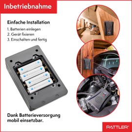 PATTLER PATTLER? Marderschreck Auto batteriebetrieben fr ca. 40m2 - mit Ultraschall & Anti Gew?hnungseffekt. Mobiler Marderschutz mit Batteriebetrieb. Marderabwehr Auto, Haus, Dachboden, Garten - 2 Stck