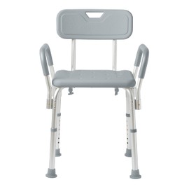 Medline Shower Chair with Backrest and Padded Armrests - 350 lb. capacity, Bath Bench, Seat, Stool for Independent Adult, Seniors, Elderly & Disabled Patients