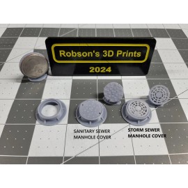 Unbranded STORM SANITARY SEWER MISC. MANHOLE FRAMES AND COVERS SCALE 1/35 AND 1/72 HD - STORM MH01 S172 QTY:12