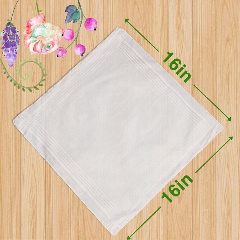 Men's Handkerchiefs Soft Cotton White Hankie Hankerchieves - Model: 12PC