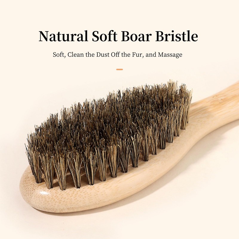 Soft Boar Bristle Dog Brush for Short Haired, Gentle Deshedding