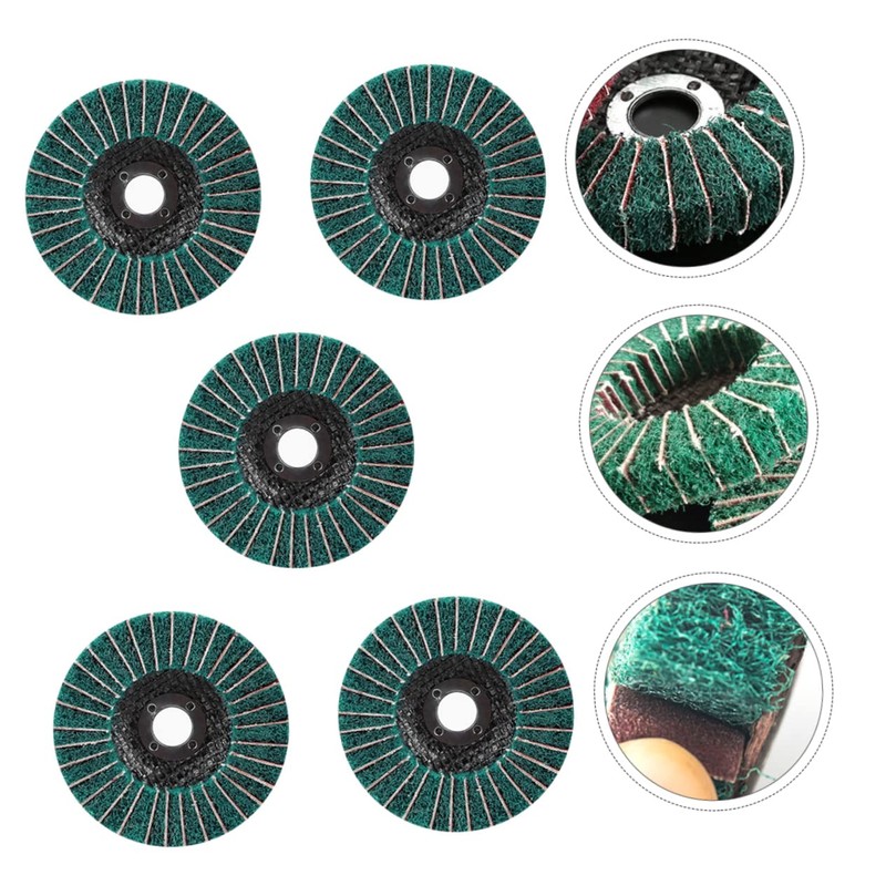 TEHAUX 5pcs Angle Sanding Wheel Cleaning Impeller Clip Green Scouring