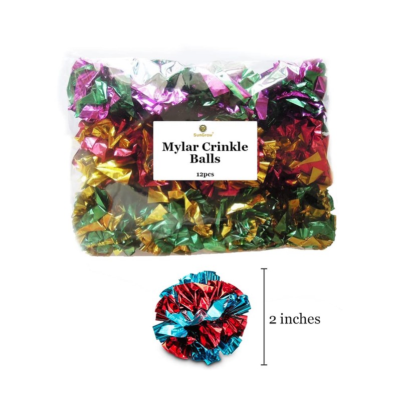 SunGrow Cat Crinkle Balls, 3.8-5 cm, Lightweight and Multicolor, Ideal