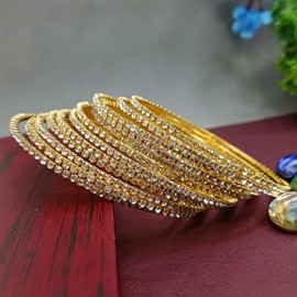 Efulgenz Indian Bangle Rhinestone CZ Crystal Wedding Bridal Bracelet Jewelry for Women, 2-4, Metal, crystal