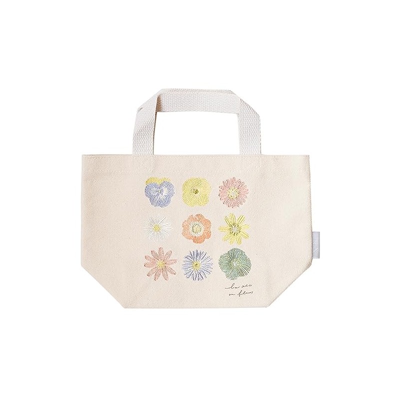 Greenhouse IT003-6 Embroidered Mini Tote Bag, Pressed Flowers