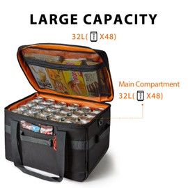 TOURIT Insulated Collapsible Cooler Bag, 48-Can 32L Large Soft Cooler for Picnic, Beach, Work, Travel, Black