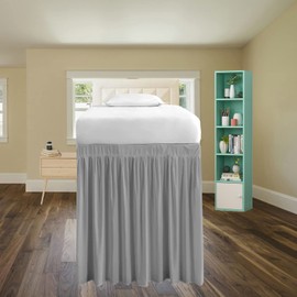 Dorm Room Bed Skirt Twin-XL, Drop 32/35 Inches Breathable and Skin-Friendly, Three-Sided Skirt and No See-Through, Lightweight and Easy to Use (Light Gray, Twin-XL 35" Drop)