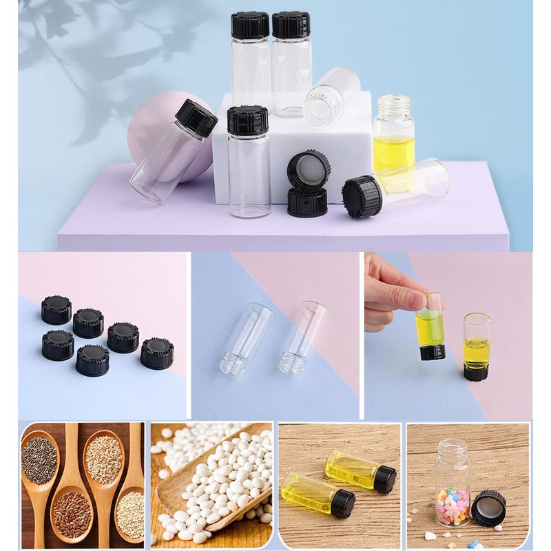 JIUWU 10 Pack Glass Vials,10 ml Glass Bottle with Screw