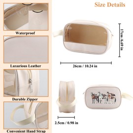 PYOUL Kosmetiktasche für Pferdeliebhaber, Geschenk, Farben, Westernpferde, transparente Make-up-Tasche, Reise-Kulturbeutel, trendiges Western-Geschenk, Western Horses Clear Mb