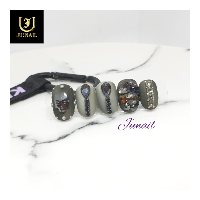 Black Diamond Handmade Nail Tips - Short Round / 블랙다이아
