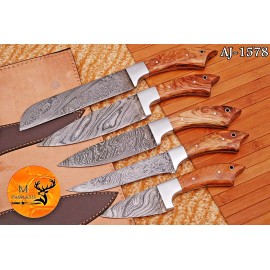 Chef Craft CUSTOM HANDMADE FORGED DAMASCUS STEEL CHEF KNIFE SET KITCHEN KNIVES SET 1578