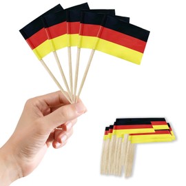 COSORO 100 Mini Germania Bandiera Stuzzicadenti,Carta Bandiera Decorare Cocktail,Torte,Frutta,Panini,Alimenti,Cibo,Tazze di Carta,Forniture per Festa Bar a Tema Calcio Europeo