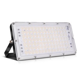 Viugreum 100W LED Flood Light, 8000LM 3000K Warm White, Slim Outdoor Floodlight, IP66 Waterproof Security Lights, Landscape Wall Lights for Garage, Garden, Lawn, Yard, Playground