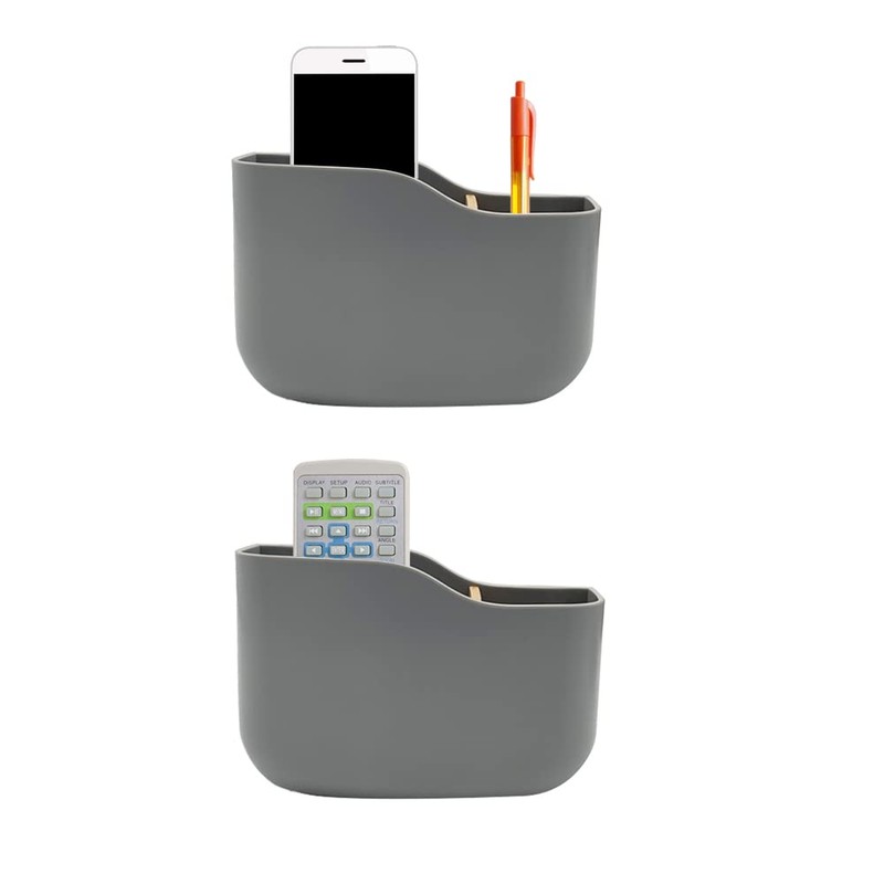 SUNFICON 2 Pack Adhesive Remote Control Holder Gray Wall Mount