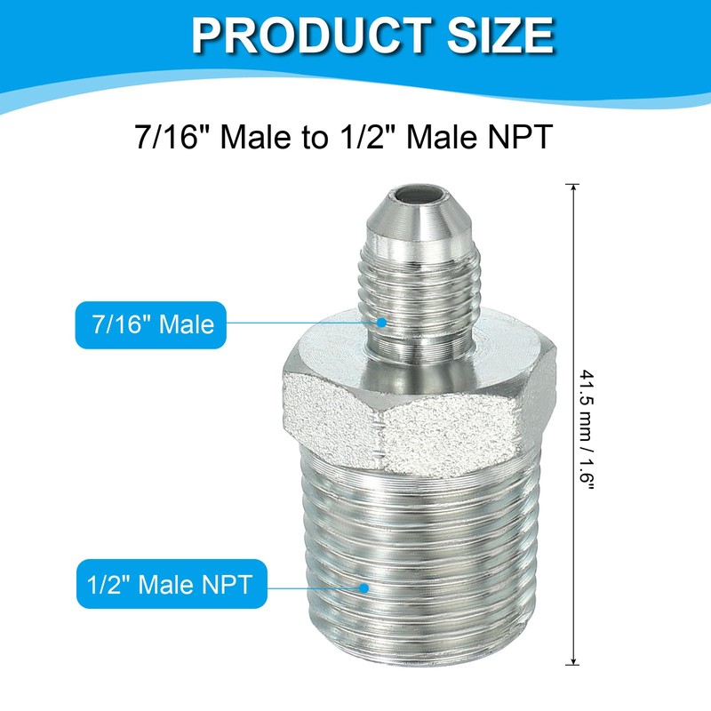 PATIKIL Hex Reducing Nipple Connectors Pipe Adapter 7/16" Male 37°