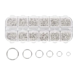 Jump Rings Open Split Rings, THETAG 1050 Pieces Open Rings Jumping, 4/5/6/7/8/10 mm Mixed Jump Rings, Split Rings Metal Chain Rings for Necklace, Bracelet, DIY Jewellery Making