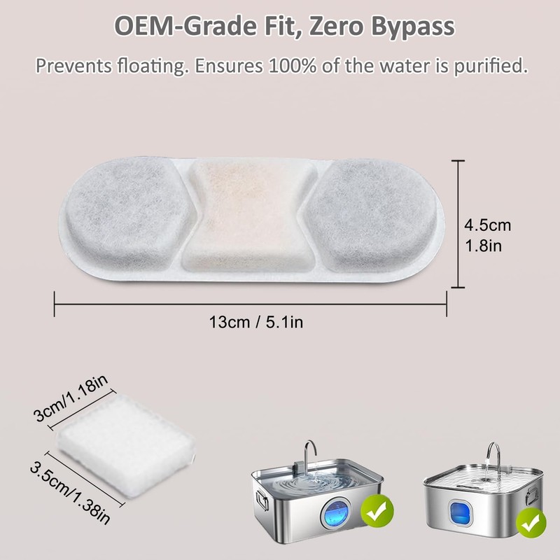Dog Water Fountain Filters Fit for WF120/WF160/DYSJ01 Pet Water Fountain