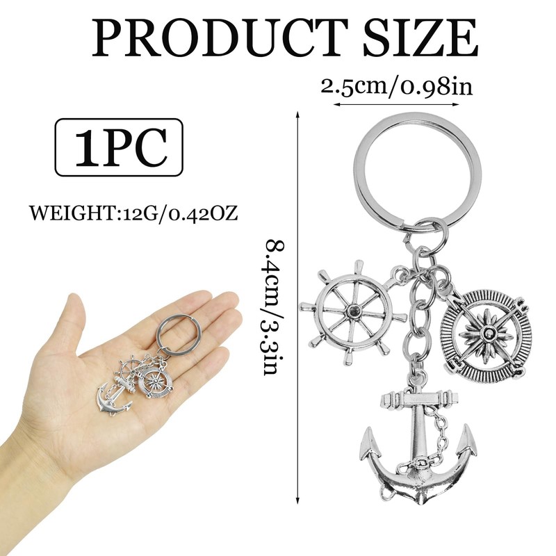 Dumhuts Nautical Keyring Set - Anchor, Compass and Steering Wheel