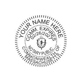 Massachusetts Notary Seal Embosser, Pocket/Hand Model, 1-5/8" Impression, Silver