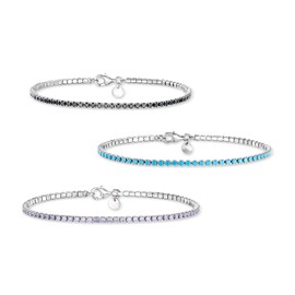 Ross-Simons Italian 6.70 ct. t.w. Simulated Onyx, Turquoise and Tanzanite Jewelry Set: 3 Tennis Bracelets in Sterling Silver. 8 inches