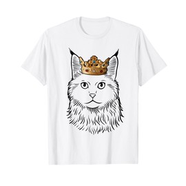 Maine Coon Cat Wearing Crown Men Women Girls Kids T-Shirt